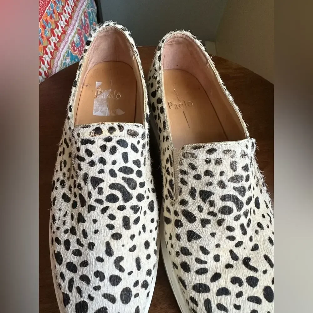 Paolo Genuine Calf Hair Animal Print Platform Slip-Ons | Streetwear Chic sz 7.5